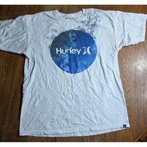 Hurley Pacsun T-shirt Men's large White Smoke Spellout Logo Y2k Skate Surf